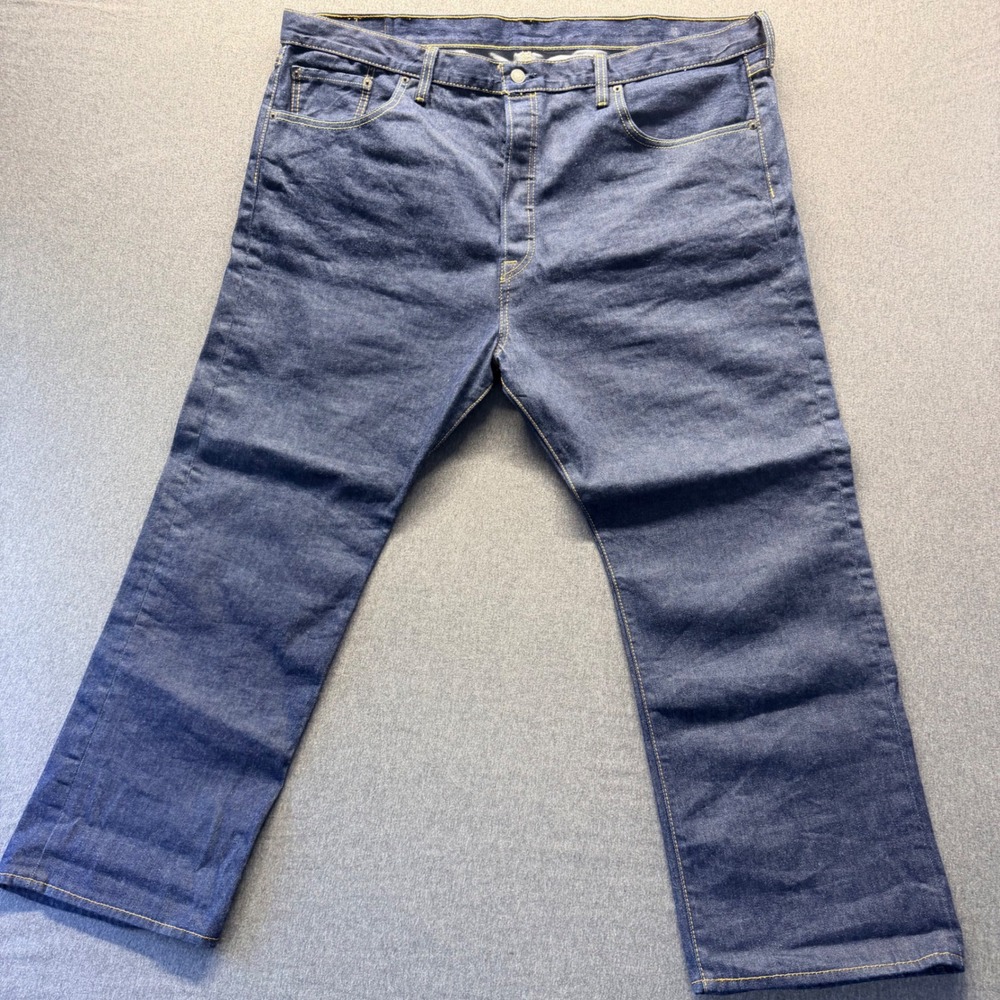 Levis 501 Original Fit Jeans Mens 46x30 Dark Wash Blue Denim Straight Leg 11501